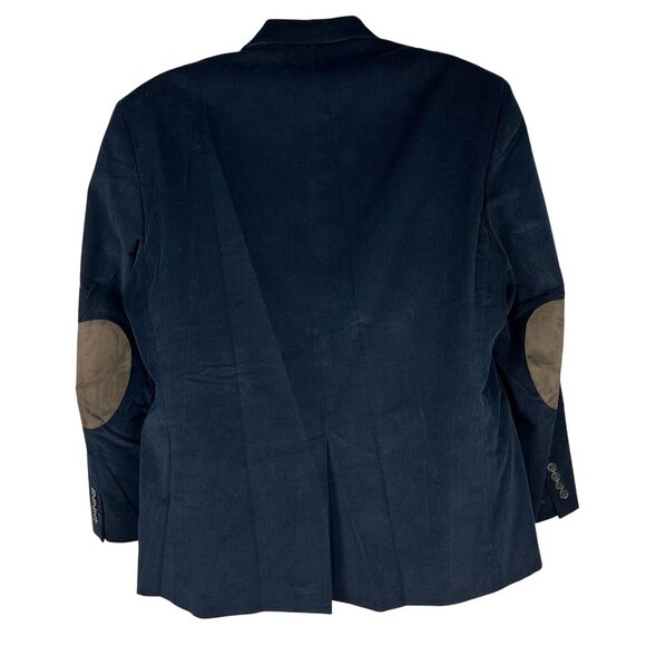 Lauren Ralph Lauren Mens Navy Blazer With Elbow Patches 46R Cotton Blend - Picture 2 of 5